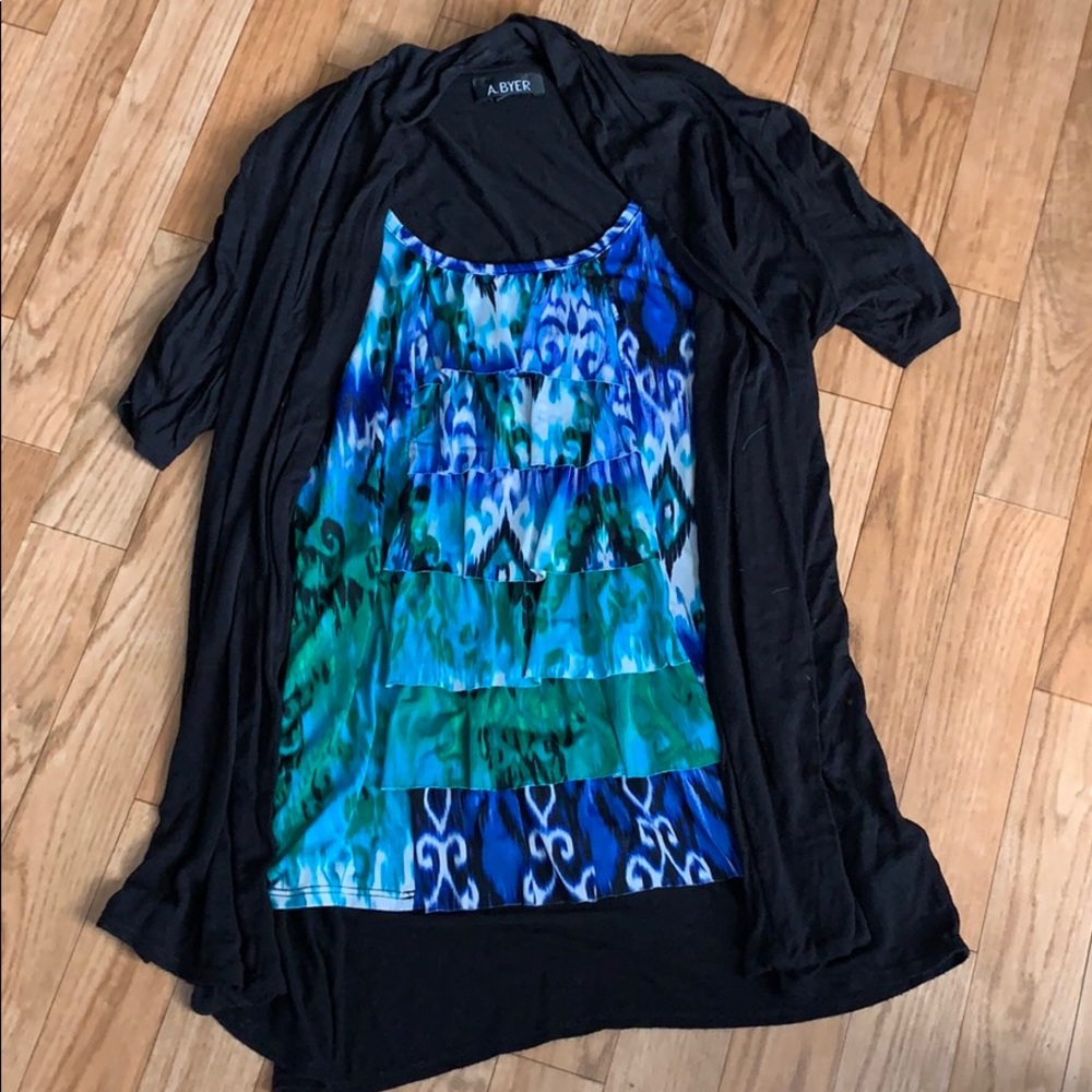 Cardigan with built in shirt